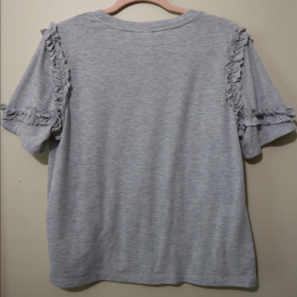 Grey T-Shirt With Ruffle Detailing - Picture 2 of 3